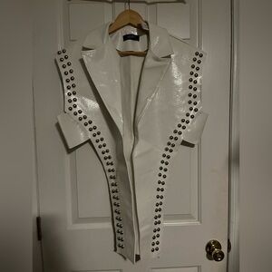 azalea wang vinyl you already know studded vinyl moto jacket with front drape